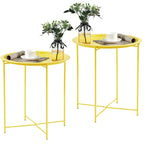 Round Metal Side Table - Removable Tray Top, Anti-Rust Waterproof, 19.7" H x 18.5" D, 50 lbs Capacity, Indoor/Outdoor, 7 Colors