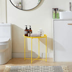 Round Metal Side Table - Removable Tray Top, Anti-Rust Waterproof, 19.7" H x 18.5" D, 50 lbs Capacity, Indoor/Outdoor, 7 Colors