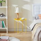 Round Metal Side Table - Removable Tray Top, Anti-Rust Waterproof, 19.7" H x 18.5" D, 50 lbs Capacity, Indoor/Outdoor, 7 Colors