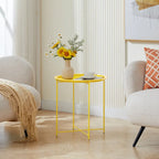 Round Metal Side Table - Removable Tray Top, Anti-Rust Waterproof, 19.7" H x 18.5" D, 50 lbs Capacity, Indoor/Outdoor, 7 Colors