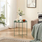 Round Metal Side Table - Removable Tray Top, Anti-Rust Waterproof, 19.7" H x 18.5" D, 50 lbs Capacity, Indoor/Outdoor, 7 Colors