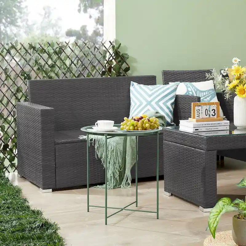 Round Metal Side Table - Removable Tray Top, Anti-Rust Waterproof, 19.7" H x 18.5" D, 50 lbs Capacity, Indoor/Outdoor, 7 Colors