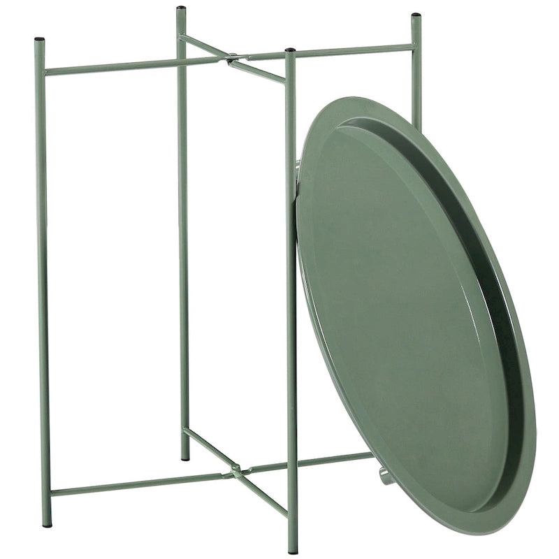 Round Metal Side Table - Removable Tray Top, Anti-Rust Waterproof, 19.7" H x 18.5" D, 50 lbs Capacity, Indoor/Outdoor, 7 Colors