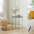 Round Metal Side Table - Removable Tray Top, Anti-Rust Waterproof, 19.7" H x 18.5" D, 50 lbs Capacity, Indoor/Outdoor, 7 Colors