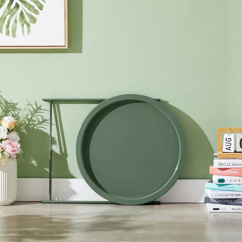 Round Metal Side Table - Removable Tray Top, Anti-Rust Waterproof, 19.7" H x 18.5" D, 50 lbs Capacity, Indoor/Outdoor, 7 Colors