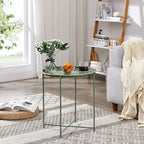 Round Metal Side Table - Removable Tray Top, Anti-Rust Waterproof, 19.7" H x 18.5" D, 50 lbs Capacity, Indoor/Outdoor, 7 Colors