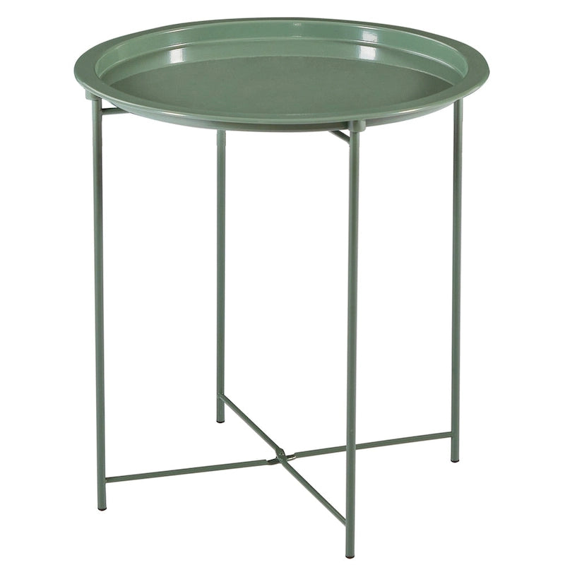 Round Metal Side Table - Removable Tray Top, Anti-Rust Waterproof, 19.7" H x 18.5" D, 50 lbs Capacity, Indoor/Outdoor, 7 Colors