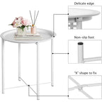 Round Metal Side Table - Removable Tray Top, Anti-Rust Waterproof, 19.7" H x 18.5" D, 50 lbs Capacity, Indoor/Outdoor, 7 Colors