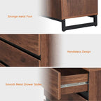 Modern TV Stand Storage Cabinet with Drawers & Adjustable Shelf, Walnut Wood Grain Sideboard, Brown