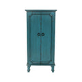Vintage Turquoise Hand Painted Jewelry Armoire with Antique Drawer Pulls - 13.8 x 19 x 40 inches
