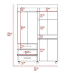 68"H Mobile Wardrobe Armoire - 2 Hanging Rods - 3 Drawers - 2 Shelves - Double Door Cabinets - 6 Caster Wheels - Black Wenge - 46.9"W x 18.5"D - Modern