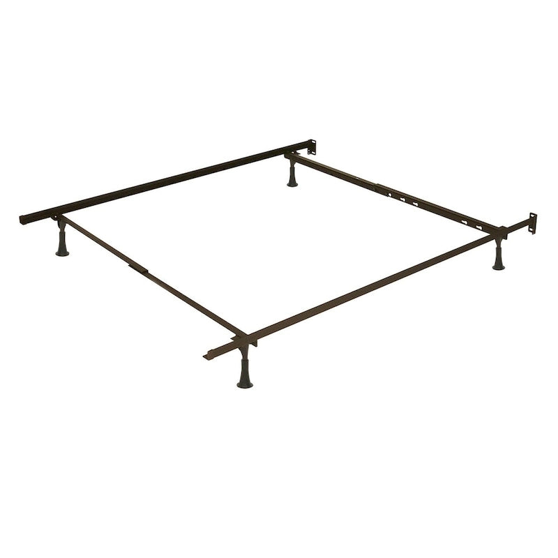 Adjustable Metal Bed Frame - 4-Leg Support - Queen/Full/Twin - 5" Clearance - Black Finish - Strong Support System - Hardware Included - Easy Assembly