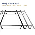 Adjustable Metal Bed Frame - 4-Leg Support - Queen/Full/Twin - 5" Clearance - Black Finish - Strong Support System - Hardware Included - Easy Assembly