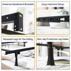 Adjustable Metal Bed Frame - 4-Leg Support - Queen/Full/Twin - 5" Clearance - Black Finish - Strong Support System - Hardware Included - Easy Assembly