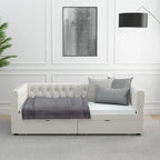 Twin Velvet Tufted Daybed with 2 Storage Drawers - Button & Copper Nail Trim, 600 lbs, No Box Spring Needed