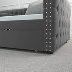 Twin Velvet Tufted Daybed with 2 Storage Drawers - Button & Copper Nail Trim, 600 lbs, No Box Spring Needed