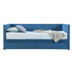 Twin Corduroy Upholstered Daybed with 2 Storage Drawers - Tufted Headboard, Wood Slats, No Box Spring Needed