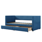 Twin Corduroy Upholstered Daybed with 2 Storage Drawers - Tufted Headboard, Wood Slats, No Box Spring Needed