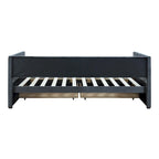 Twin Corduroy Upholstered Daybed with 2 Storage Drawers - Tufted Headboard, Wood Slats, No Box Spring Needed