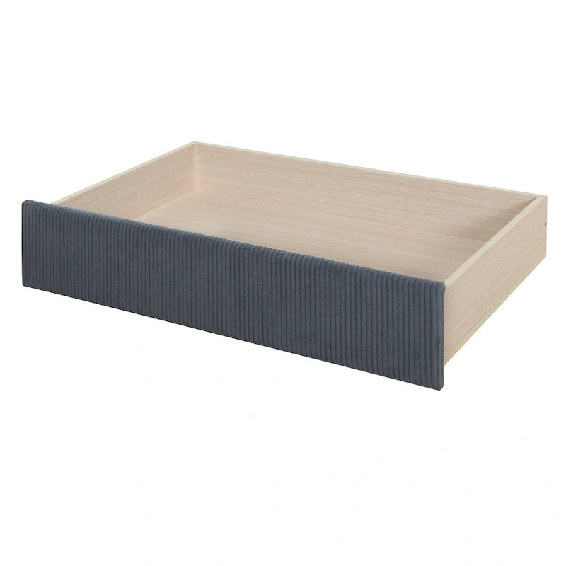 Twin Corduroy Upholstered Daybed with 2 Storage Drawers - Tufted Headboard, Wood Slats, No Box Spring Needed