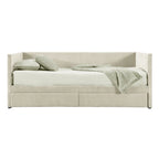 Twin Corduroy Upholstered Daybed with 2 Storage Drawers - Tufted Headboard, Wood Slats, No Box Spring Needed
