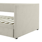 Twin Corduroy Upholstered Daybed with 2 Storage Drawers - Tufted Headboard, Wood Slats, No Box Spring Needed
