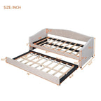 Twin Velvet Upholstered Daybed Sofa with Trundle - Backrest & Armrests, 650 lbs Capacity, No Box Spring Needed