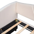 Twin Velvet Upholstered Daybed Sofa with Trundle - Backrest & Armrests, 650 lbs Capacity, No Box Spring Needed