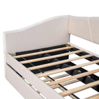 Twin Velvet Upholstered Daybed Sofa with Trundle - Backrest & Armrests, 650 lbs Capacity, No Box Spring Needed