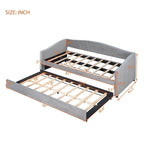 Twin Velvet Upholstered Daybed Sofa with Trundle - Backrest & Armrests, 650 lbs Capacity, No Box Spring Needed