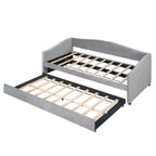 Twin Velvet Upholstered Daybed Sofa with Trundle - Backrest & Armrests, 650 lbs Capacity, No Box Spring Needed