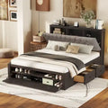 Solid Pine Wood Platform Bed with Storage Headboard, 4 Drawers & Double Shoe Rack - Multi-Functional Design