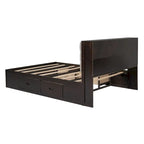 Solid Pine Wood Platform Bed with Storage Headboard, 4 Drawers & Double Shoe Rack - Multi-Functional Design