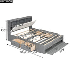 Solid Pine Wood Platform Bed with Storage Headboard, 4 Drawers & Double Shoe Rack - Multi-Functional Design