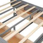 Solid Pine Wood Platform Bed with Storage Headboard, 4 Drawers & Double Shoe Rack - Multi-Functional Design