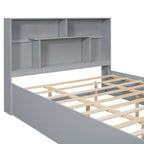 Queen Size Platform Bed with Storage Headboard and 2 Drawers