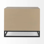 3-Drawer Accent Cabinet with Iron Frame, 39"L x 15.7"W x 30.9"H, Gray Fir Veneer, Antiqued Brass, Geometric Pattern