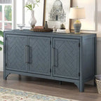 60" Wide Sideboard Cabinet - 3-Door Storage with Adjustable Shelves, Pine Veneer Finish, MDF Construction, Rustic Charm
