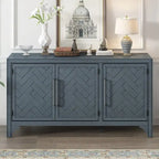60" Wide Sideboard Cabinet - 3-Door Storage with Adjustable Shelves, Pine Veneer Finish, MDF Construction, Rustic Charm