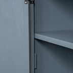 60" Wide Sideboard Cabinet - 3-Door Storage with Adjustable Shelves, Pine Veneer Finish, MDF Construction, Rustic Charm