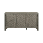 60" Wide Sideboard Cabinet - 3-Door Storage with Adjustable Shelves, Pine Veneer Finish, MDF Construction, Rustic Charm