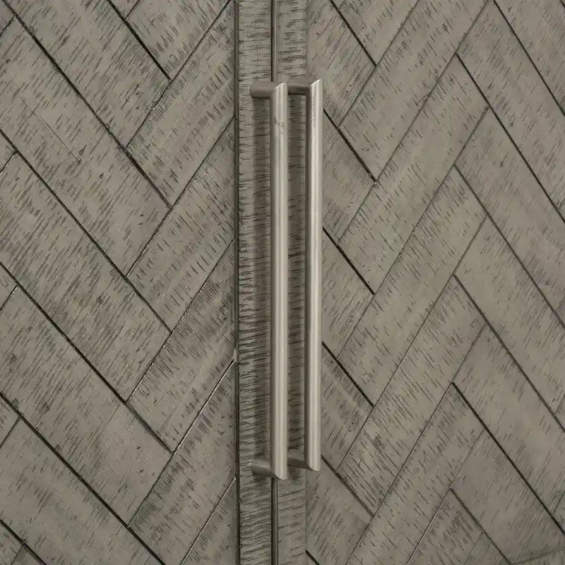 60" Wide Sideboard Cabinet - 3-Door Storage with Adjustable Shelves, Pine Veneer Finish, MDF Construction, Rustic Charm