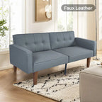 Convertible Futon Sofa Bed - Mid-Century Loveseat Sleeper with Tufted Back & Wood Legs for Living Room, Apartment, Office