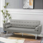 Convertible Futon Sofa Bed - Mid-Century Loveseat Sleeper with Tufted Back & Wood Legs for Living Room, Apartment, Office
