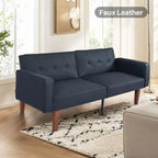 Convertible Futon Sofa Bed - Mid-Century Loveseat Sleeper with Tufted Back & Wood Legs for Living Room, Apartment, Office