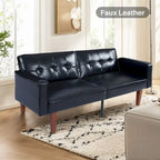 Convertible Futon Sofa Bed - Mid-Century Loveseat Sleeper with Tufted Back & Wood Legs for Living Room, Apartment, Office