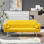Convertible Futon Sofa Bed - Mid-Century Loveseat Sleeper with Tufted Back & Wood Legs for Living Room, Apartment, Office