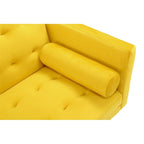 Convertible Futon Sofa Bed - Mid-Century Loveseat Sleeper with Tufted Back & Wood Legs for Living Room, Apartment, Office
