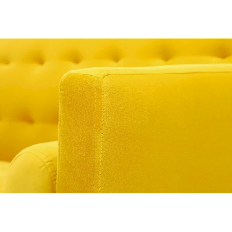 Convertible Futon Sofa Bed - Mid-Century Loveseat Sleeper with Tufted Back & Wood Legs for Living Room, Apartment, Office