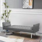 Convertible Futon Sofa Bed - Mid-Century Loveseat Sleeper with Tufted Back & Wood Legs for Living Room, Apartment, Office
